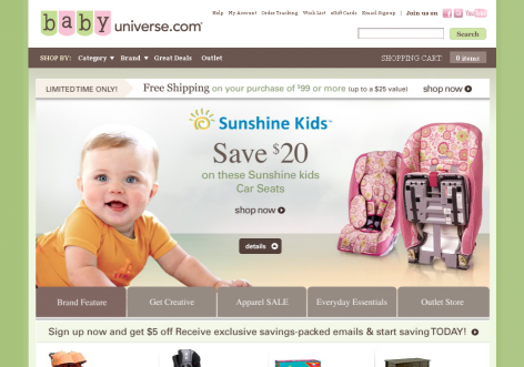 baby universe - inspirierende E-Commerce Designs