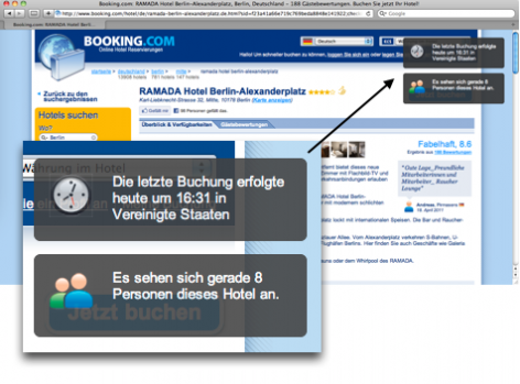 Verknappung im E-Commerce - Booking.com Buchung
