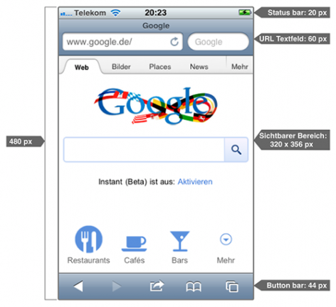 iPhone Layout des Safari Browsers