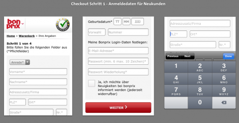 Mobile Checkout - Anmeldung BonPrix