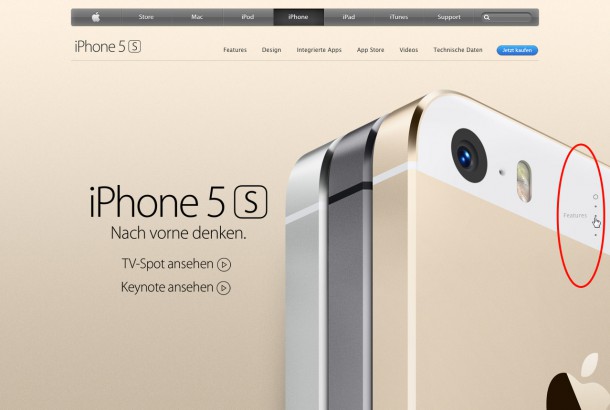 Positionsanzeige und Navigation bei Apple für das iPhone 5S