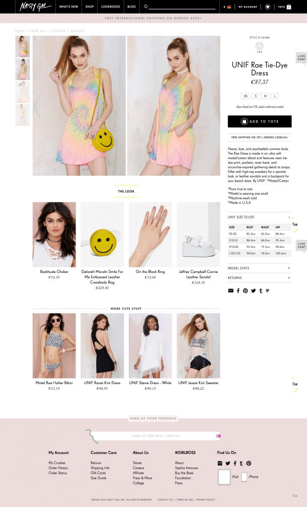nasty gal - product page