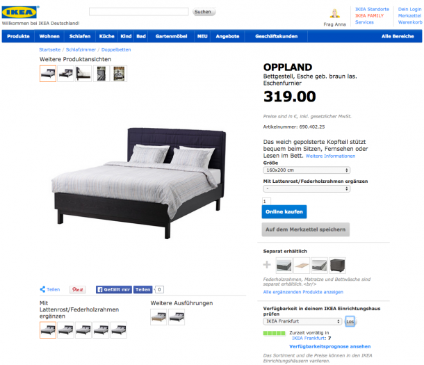Ikea Produktdetailseite
