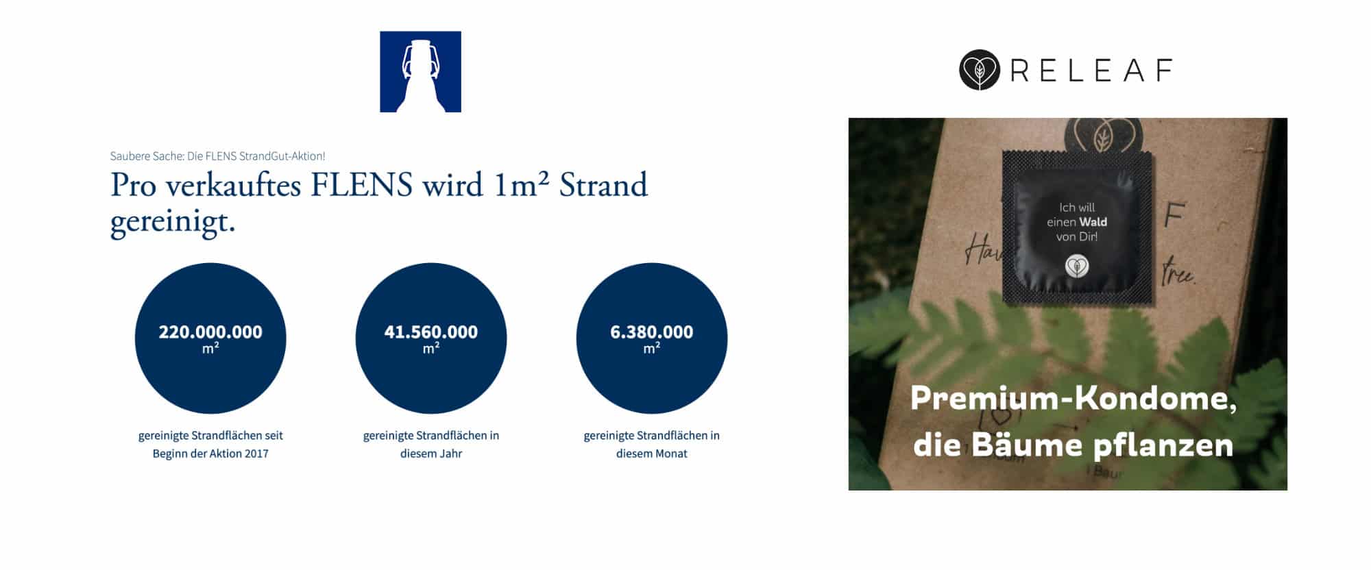 Flensburger Strandgutaktion vs Releaf Kondome. Cause Related Marketing.